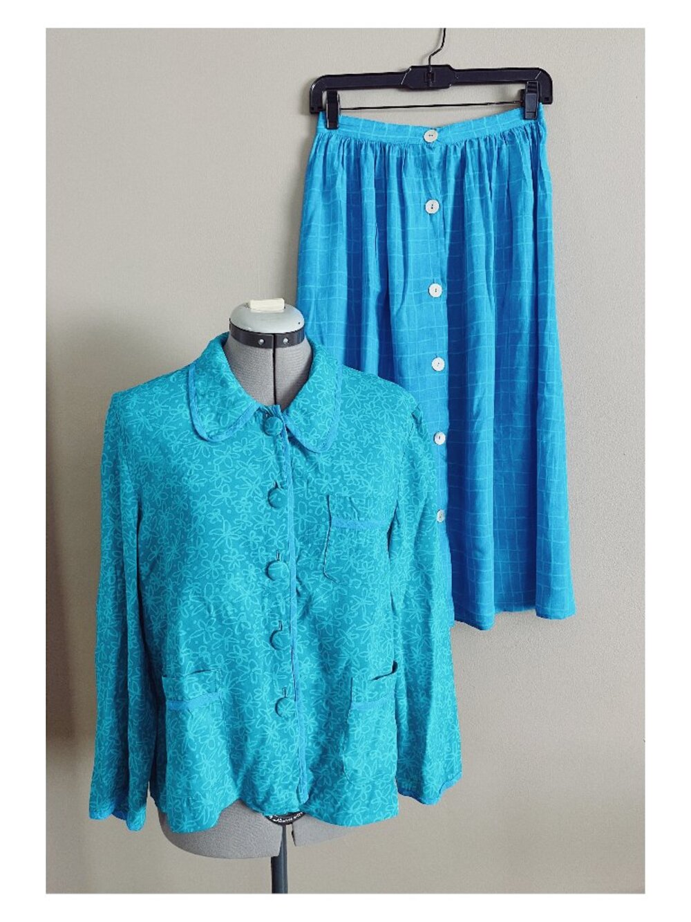 VTG 90s Carole Little Sz S Shacket and Midi Skirt Set